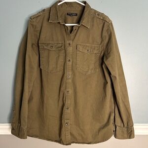 Banana Republic Dillon Shirt womans Large brown Utility Long sleeve button up